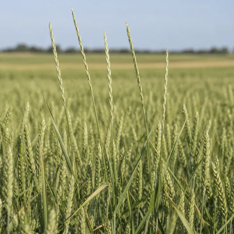 Representación editorial de vallico entre plantas de cereal