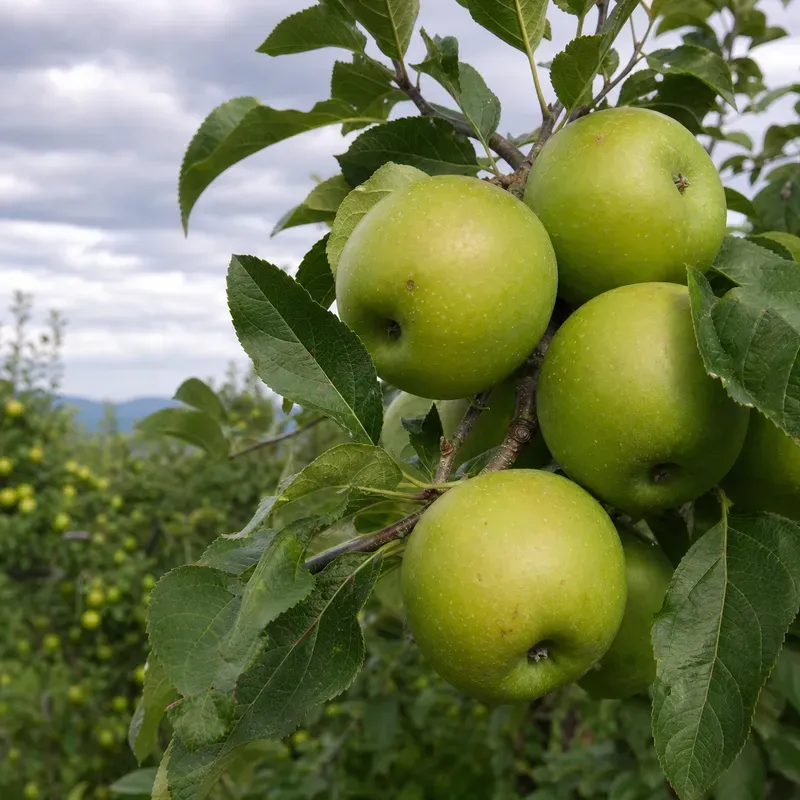 Representación editorial de manzanas almacenadas tras la recolección