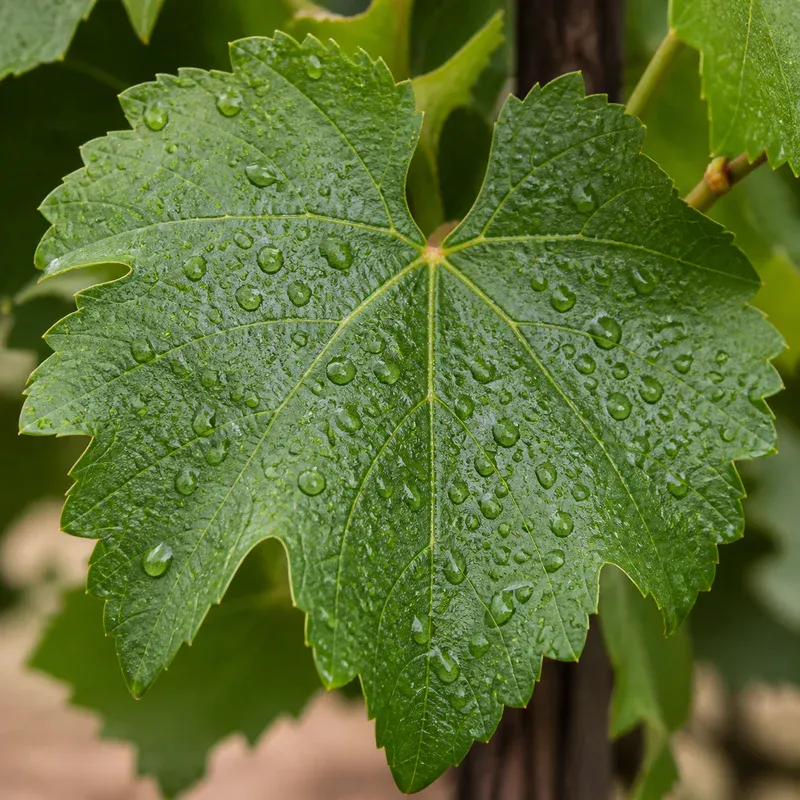 Representación editorial de gotas de agua sobre la superficie de una hoja